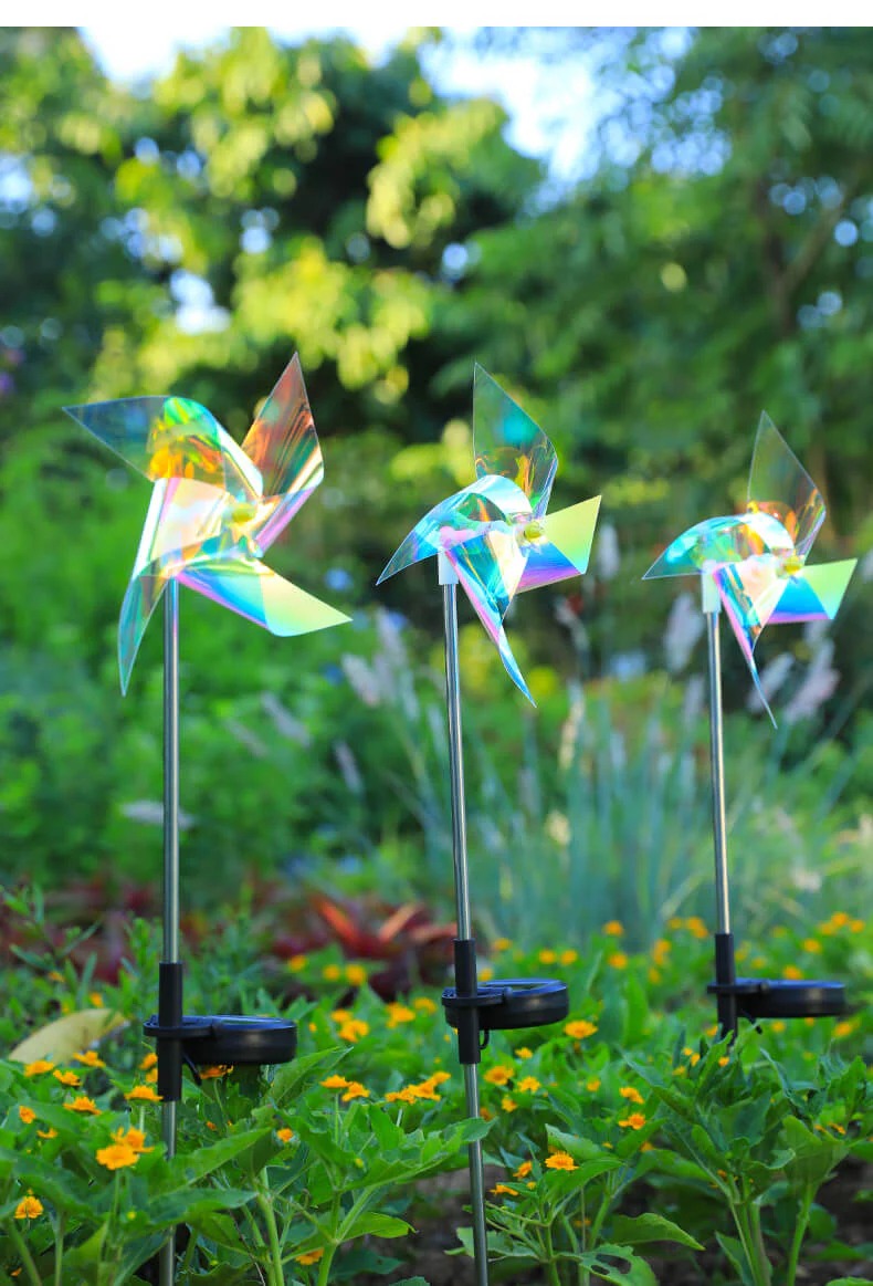Solar Garden Light, Solar Windmill Light, Solar Garden Decoration - Set Of 2