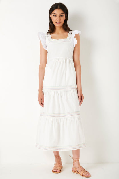 Tess gestuftes Baumwoll-Sommerkleid - Weiß