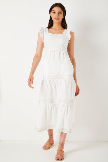 Tess gestuftes Baumwoll-Sommerkleid - Weiß