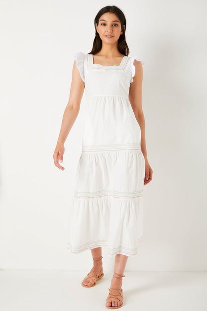 Tess gestuftes Baumwoll-Sommerkleid - Weiß