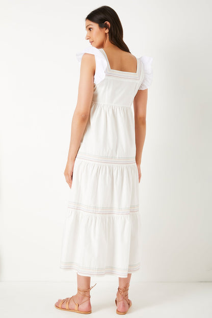 Tess gestuftes Baumwoll-Sommerkleid - Weiß