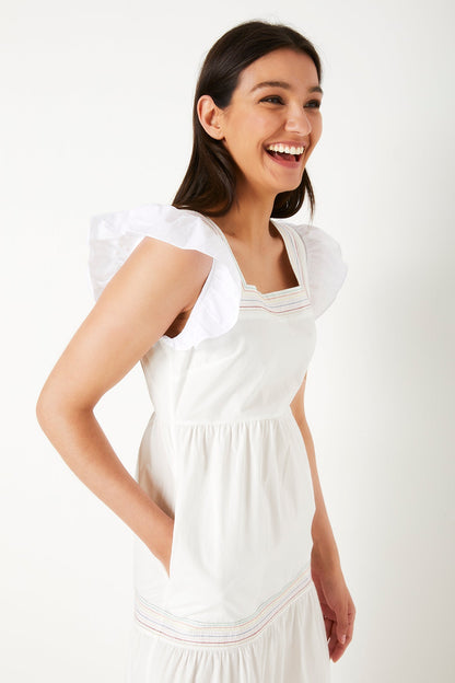 Tess gestuftes Baumwoll-Sommerkleid - Weiß