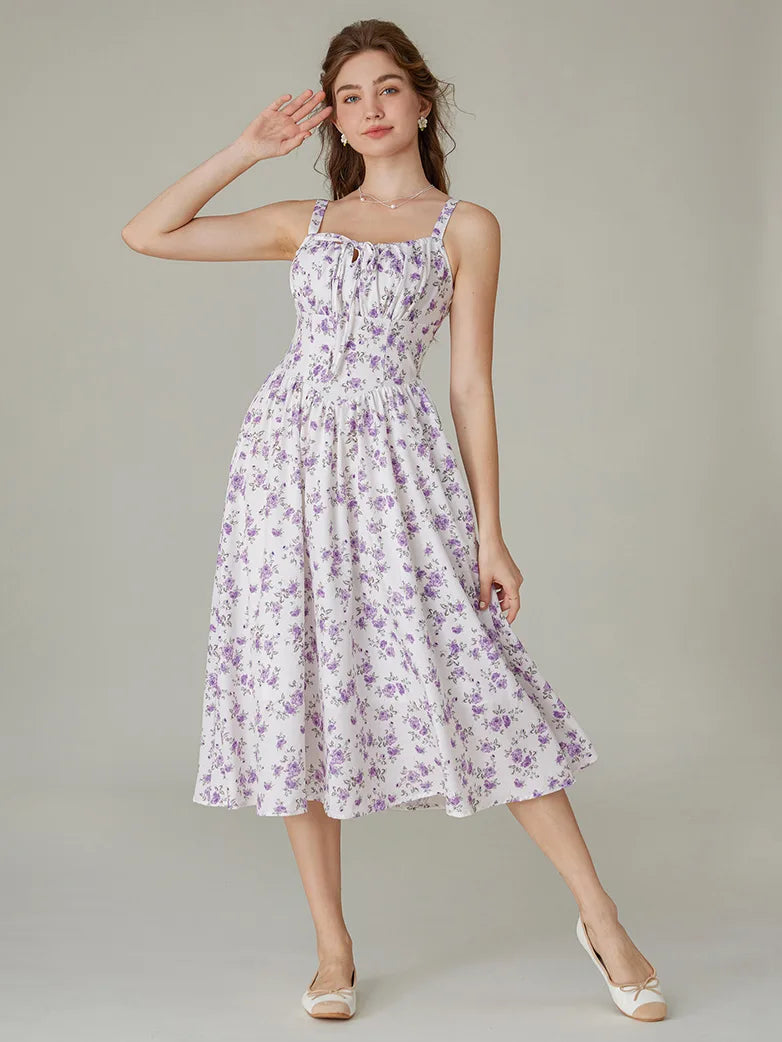Sommerliches Bequemes Blumenkleid mit Taschen