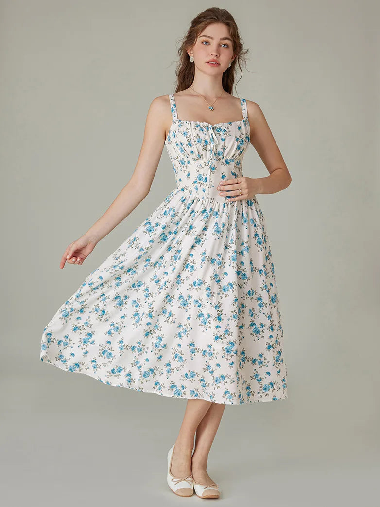 Sommerliches Bequemes Blumenkleid mit Taschen