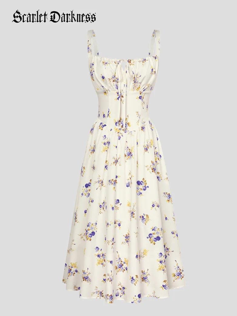 Sommerliches Bequemes Blumenkleid mit Taschen
