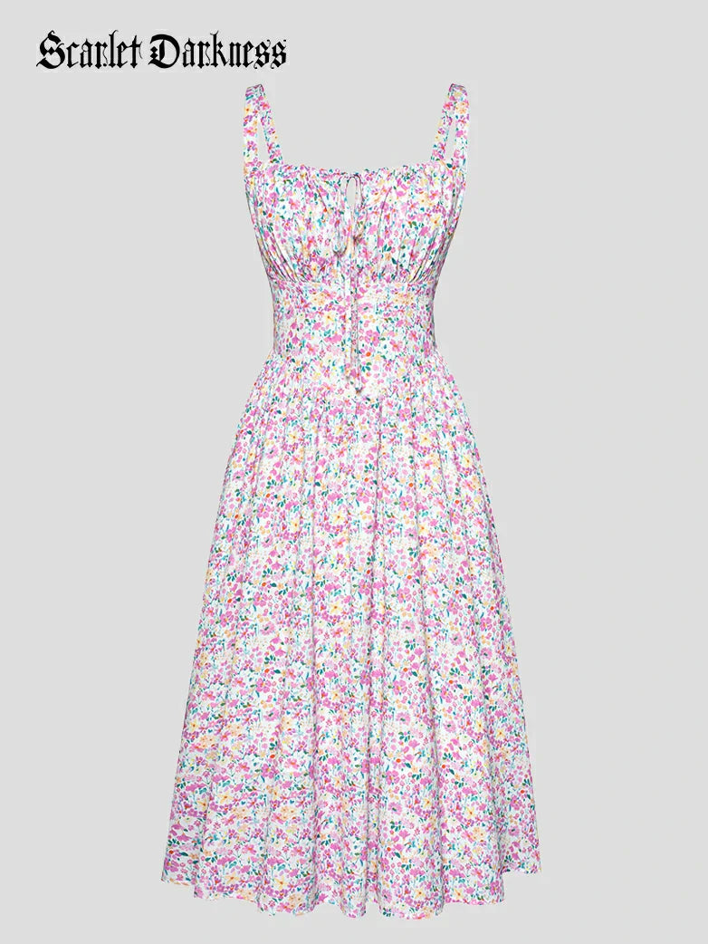 Sommerliches Bequemes Blumenkleid mit Taschen