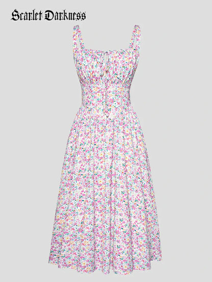Sommerliches Bequemes Blumenkleid mit Taschen