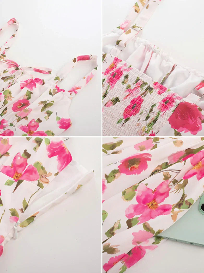Sommerliches Bequemes Blumenkleid mit Taschen