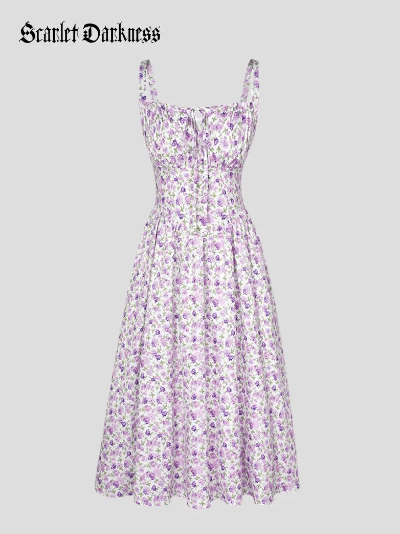 Sommerliches Bequemes Blumenkleid mit Taschen
