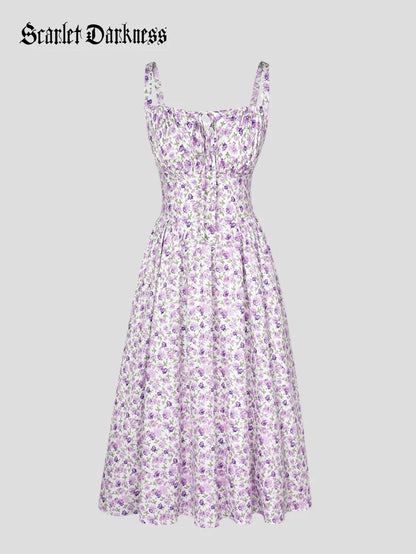 Sommerliches Bequemes Blumenkleid mit Taschen