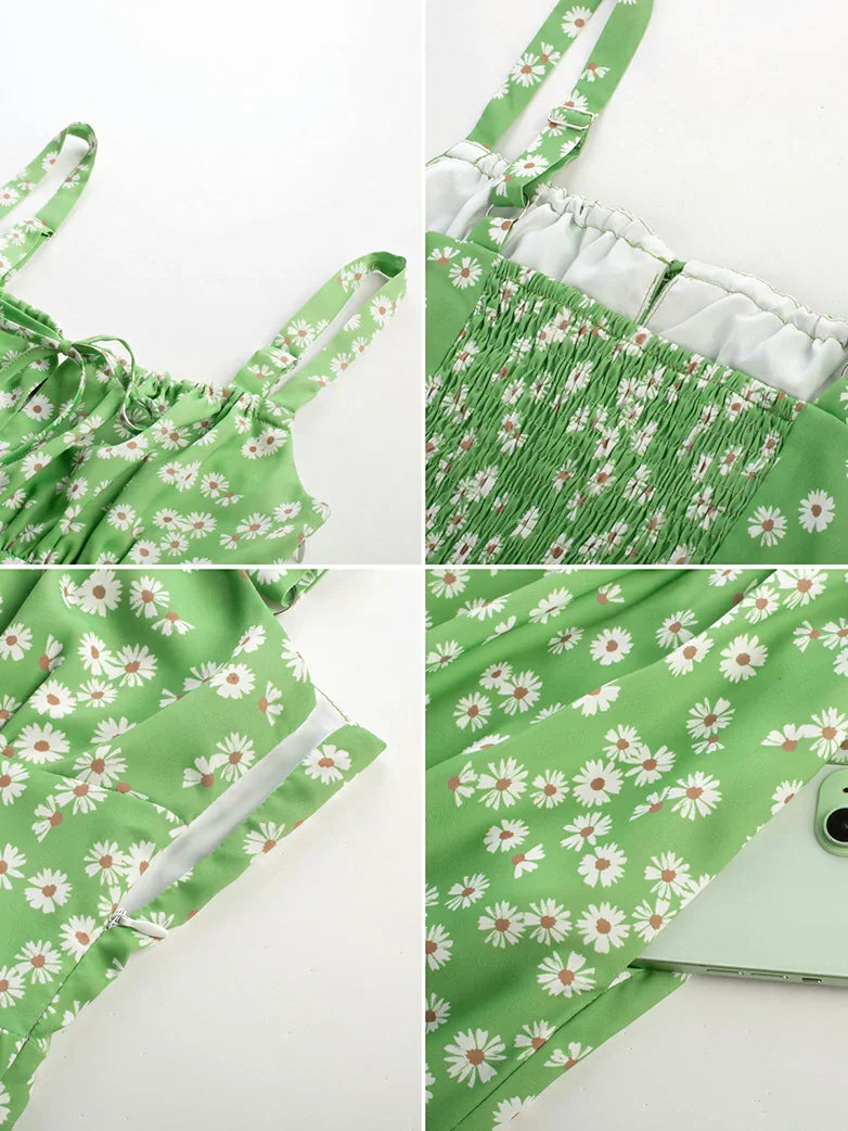 Sommerliches Bequemes Blumenkleid mit Taschen