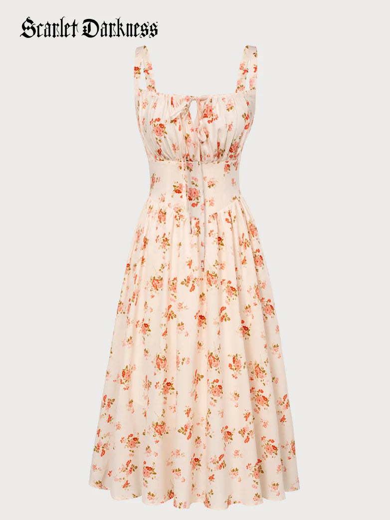 Sommerliches Bequemes Blumenkleid mit Taschen