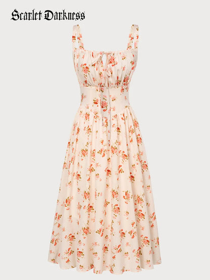 Sommerliches Bequemes Blumenkleid mit Taschen