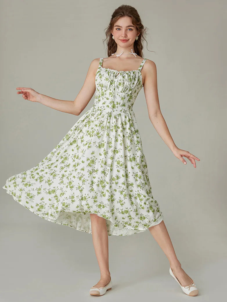 Sommerliches Bequemes Blumenkleid mit Taschen