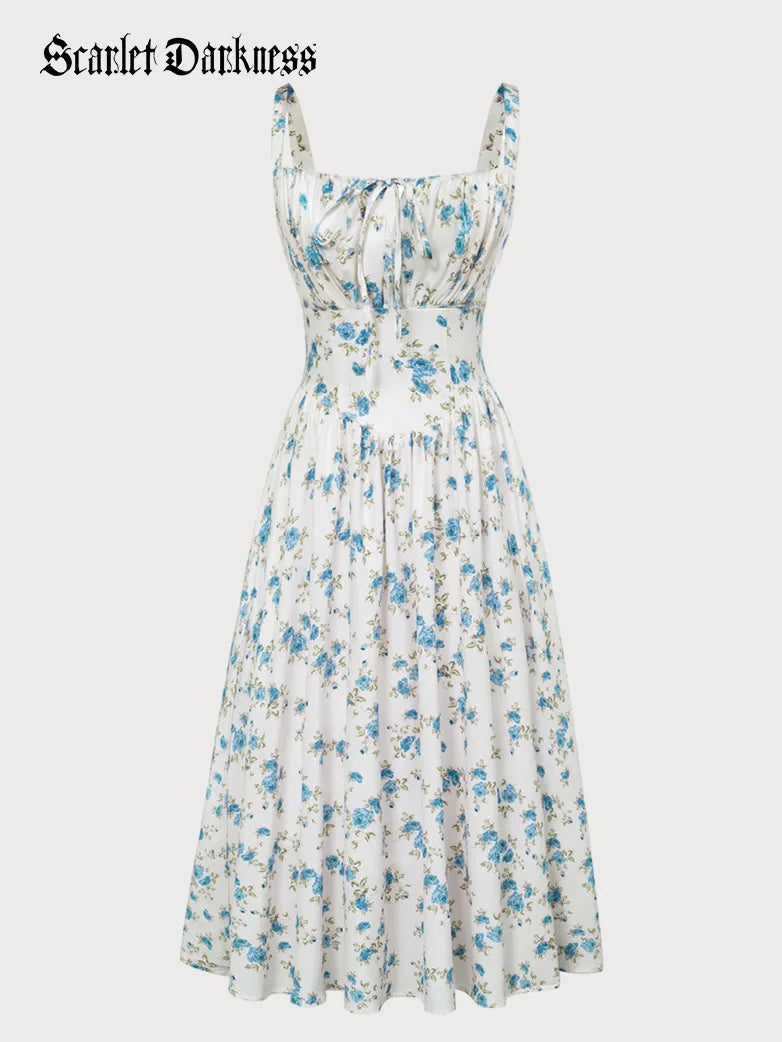 Sommerliches Bequemes Blumenkleid mit Taschen
