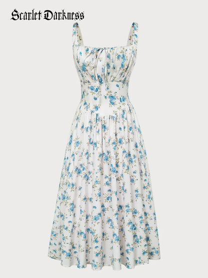 Sommerliches Bequemes Blumenkleid mit Taschen