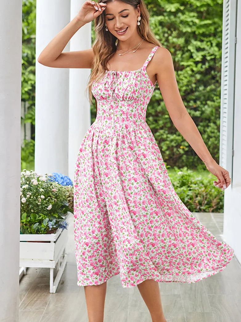 Sommerliches Bequemes Blumenkleid mit Taschen