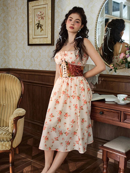 Sommerliches Bequemes Blumenkleid mit Taschen
