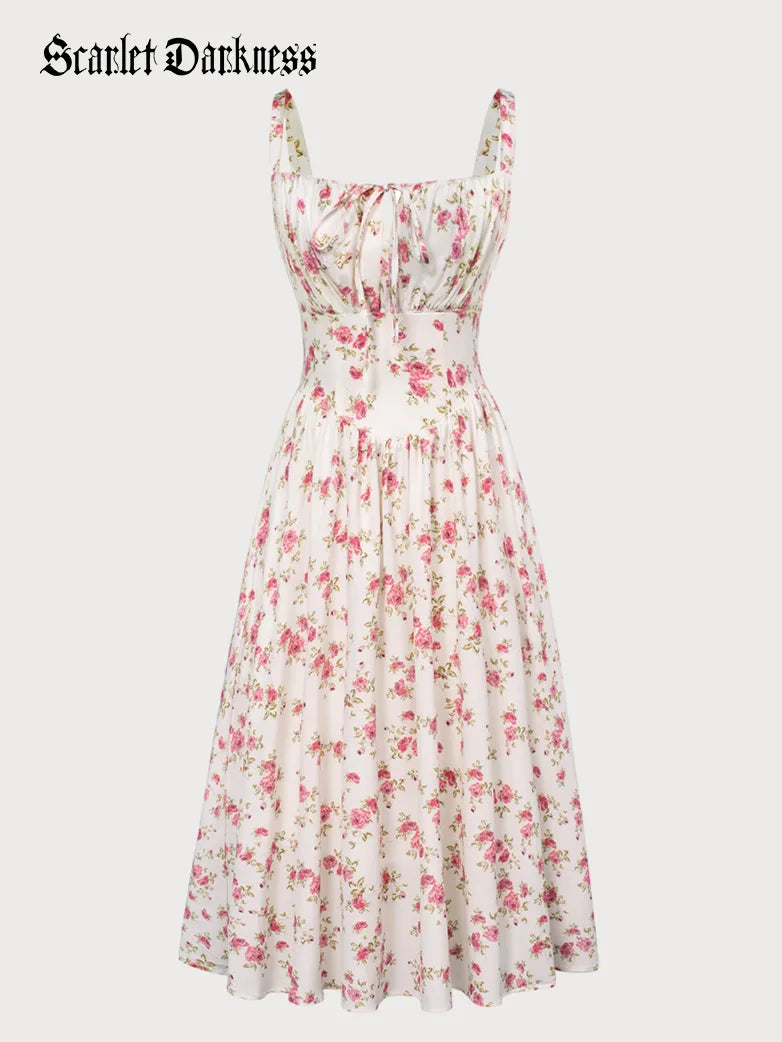 Sommerliches Bequemes Blumenkleid mit Taschen