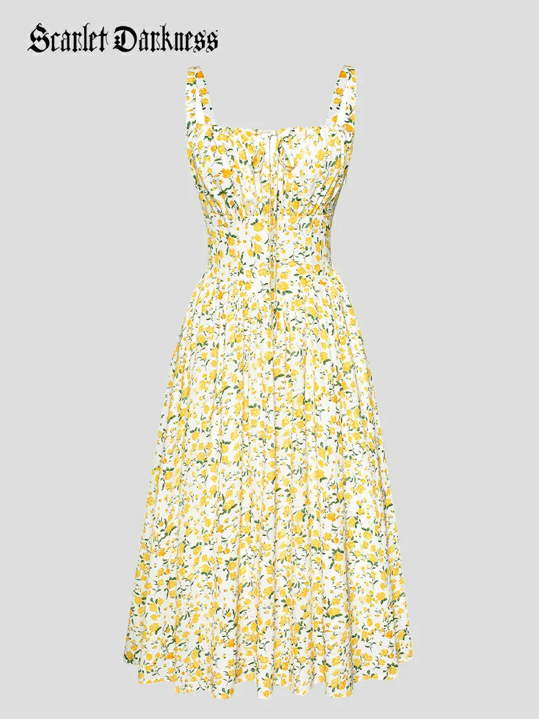 Sommerliches Bequemes Blumenkleid mit Taschen