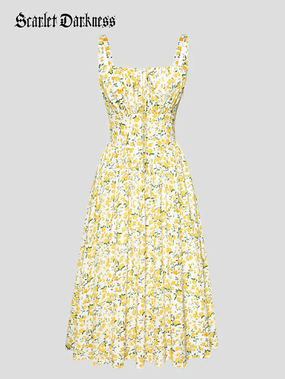 Sommerliches Bequemes Blumenkleid mit Taschen