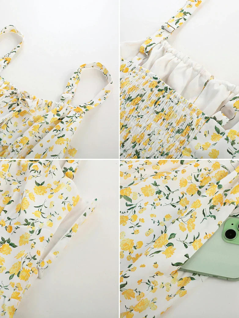 Sommerliches Bequemes Blumenkleid mit Taschen