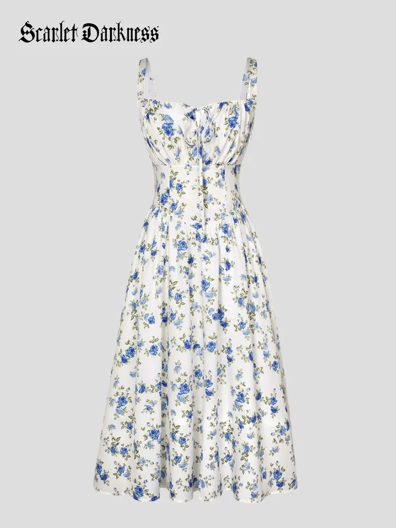 Sommerliches Bequemes Blumenkleid mit Taschen