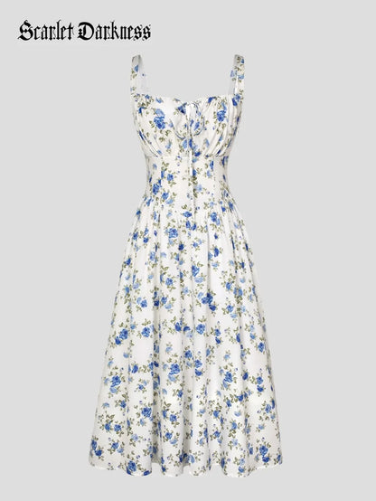 Sommerliches Bequemes Blumenkleid mit Taschen