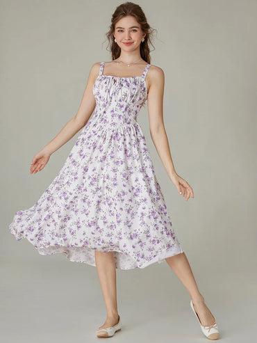 Sommerliches Bequemes Blumenkleid mit Taschen