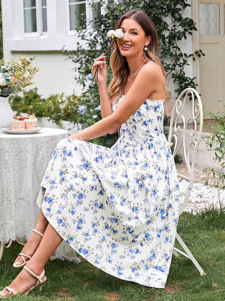 Sommerliches Bequemes Blumenkleid mit Taschen