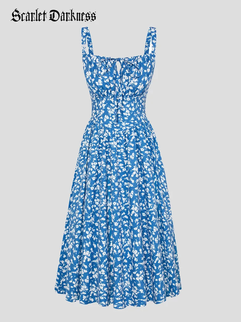 Sommerliches Bequemes Blumenkleid mit Taschen