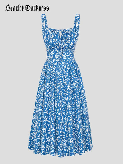 Sommerliches Bequemes Blumenkleid mit Taschen