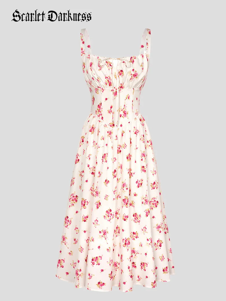 Sommerliches Bequemes Blumenkleid mit Taschen