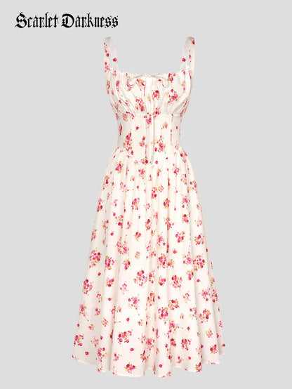 Sommerliches Bequemes Blumenkleid mit Taschen