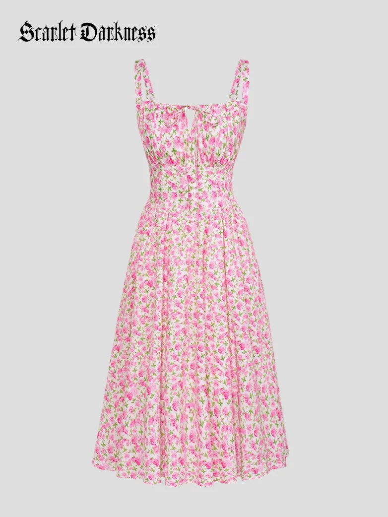Sommerliches Bequemes Blumenkleid mit Taschen
