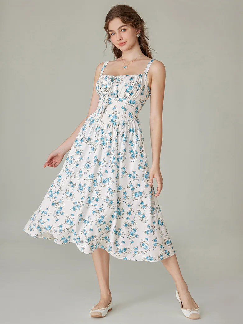 Sommerliches Bequemes Blumenkleid mit Taschen