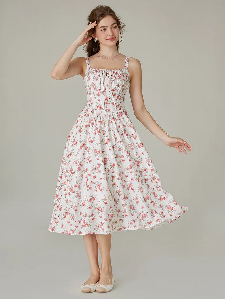 Sommerliches Bequemes Blumenkleid mit Taschen