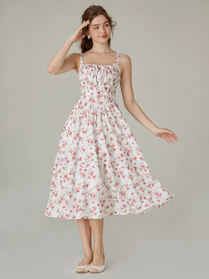 Sommerliches Bequemes Blumenkleid mit Taschen