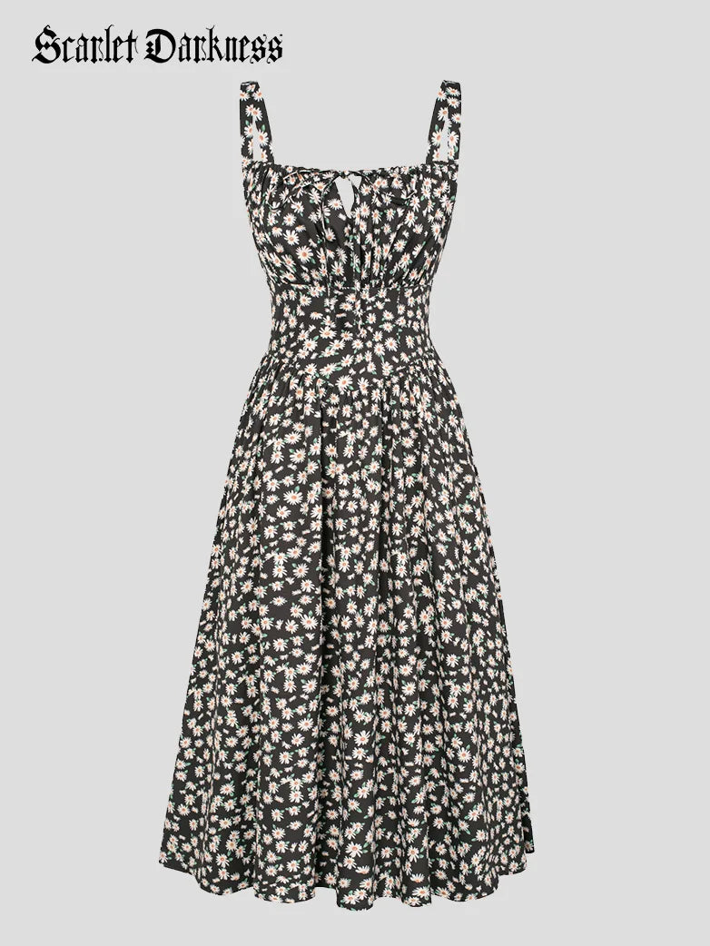 Sommerliches Bequemes Blumenkleid mit Taschen