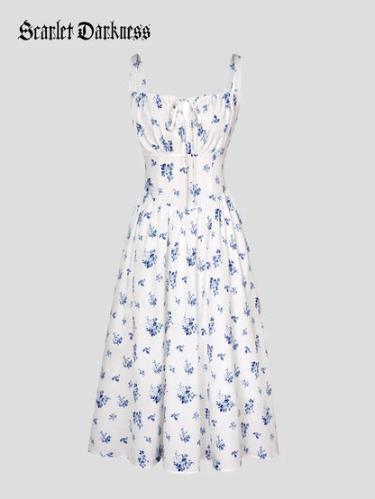 Sommerliches Bequemes Blumenkleid mit Taschen