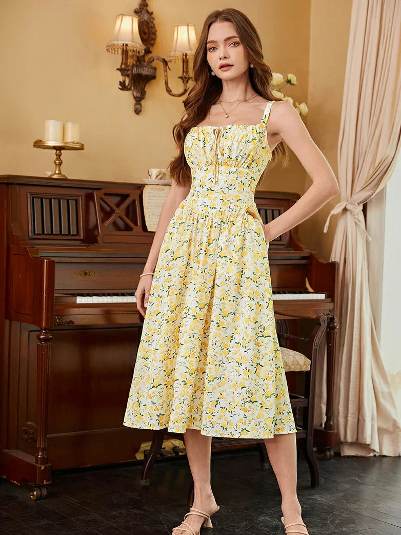 Sommerliches Bequemes Blumenkleid mit Taschen