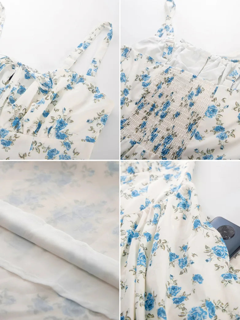 Sommerliches Bequemes Blumenkleid mit Taschen