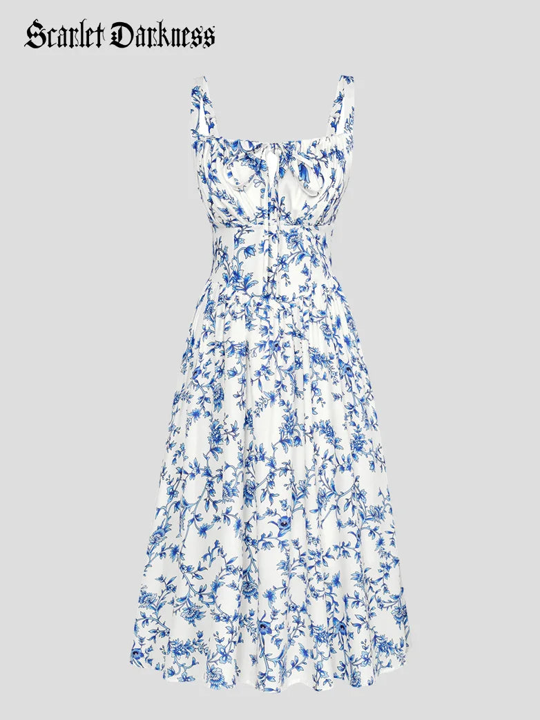 Sommerliches Bequemes Blumenkleid mit Taschen