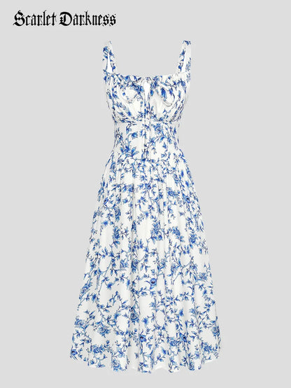 Sommerliches Bequemes Blumenkleid mit Taschen