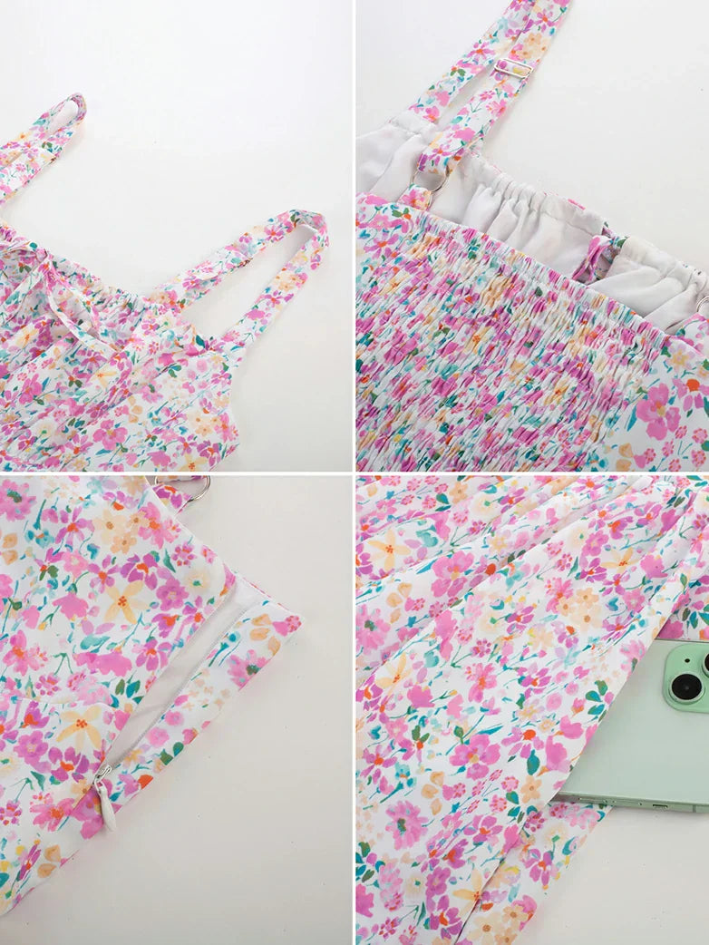 Sommerliches Bequemes Blumenkleid mit Taschen
