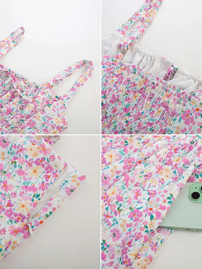 Sommerliches Bequemes Blumenkleid mit Taschen