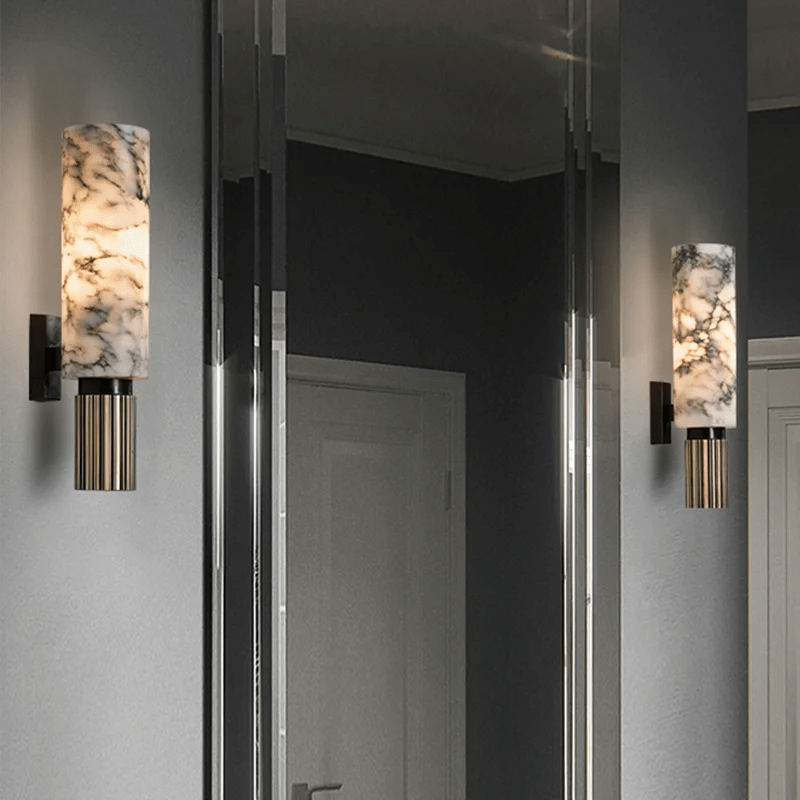 Elero Wandleuchte — Elegante Marmor-LED-Leuchte mit Kupferakzenten