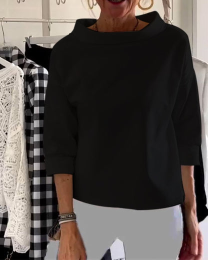 Emily Lässiges Oberteil mit breitem Revers und halben Turtleneck