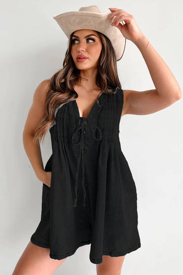 Abbey | Luftige Denim-Overall mit Schleifenverschluss
