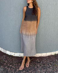 Ärmelloses Gradient-Rundhalsa Kleid